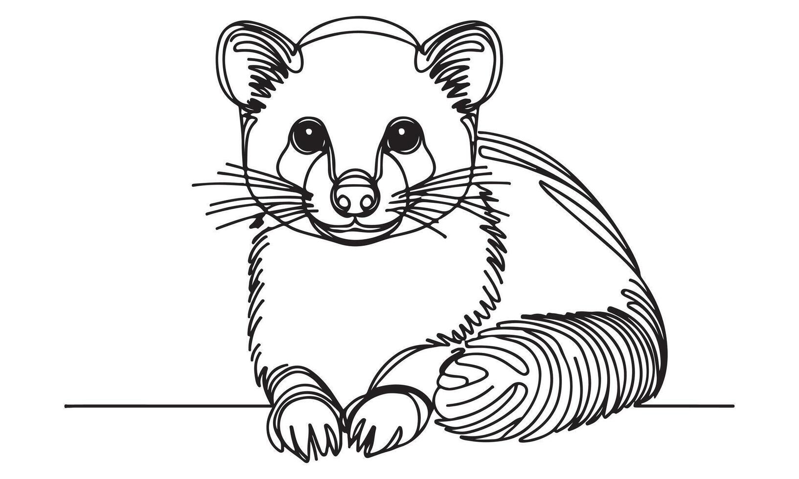 A drawing of a raccoon sitting on a table vector