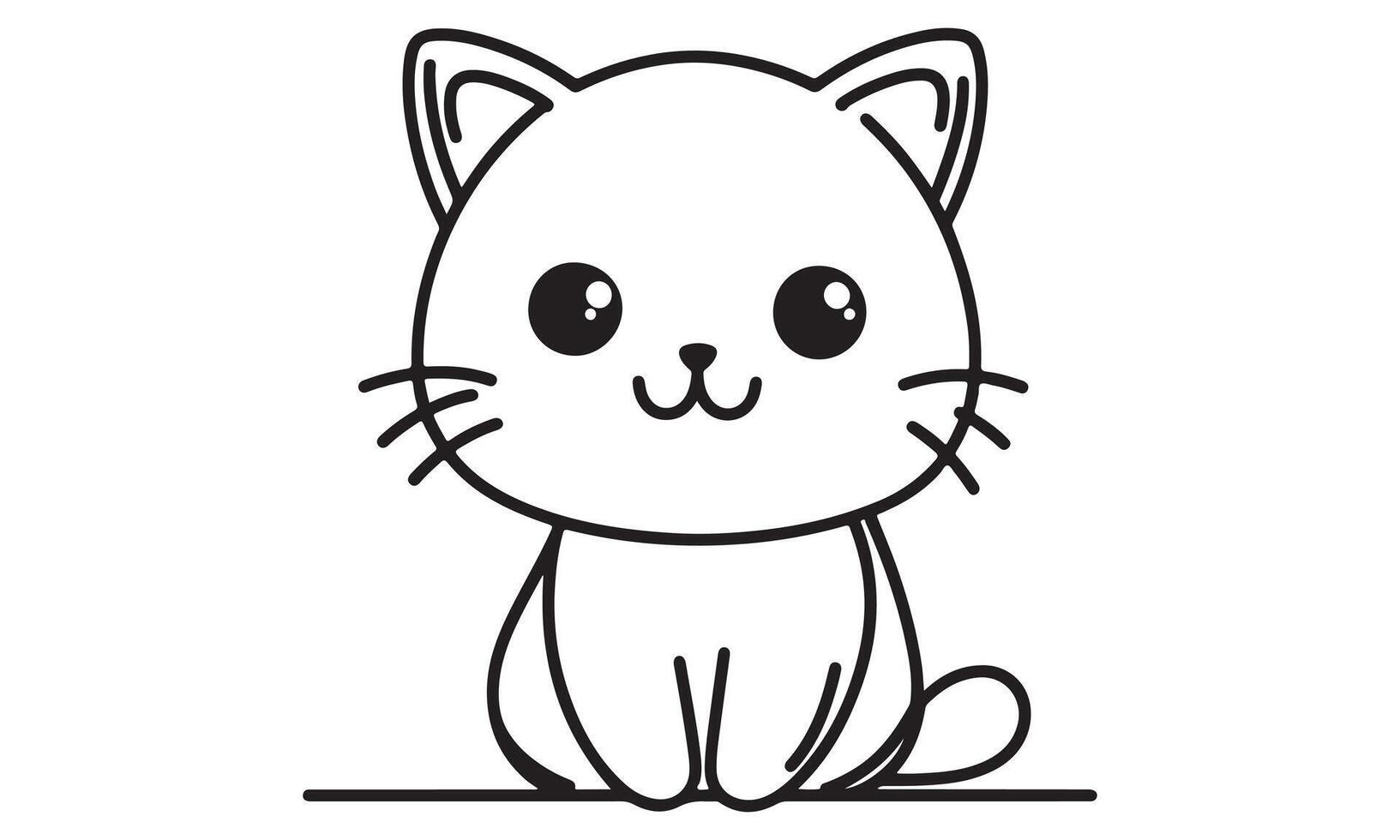 A black and white drawing of a cat vector