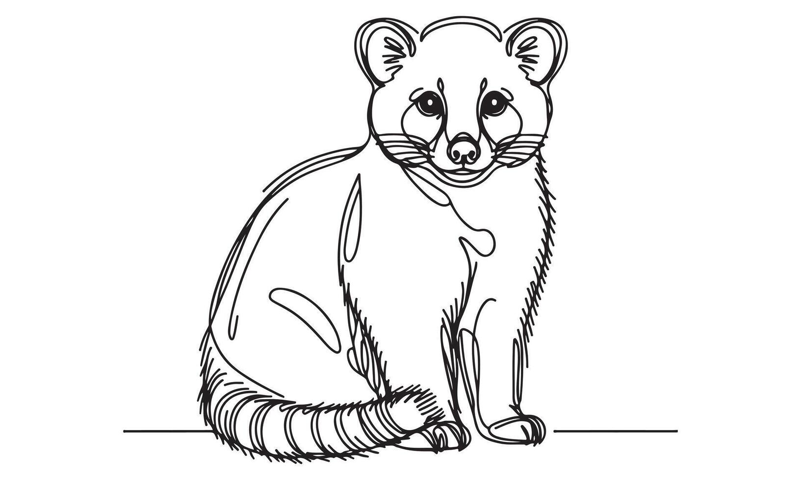 A drawing of a raccoon sitting down vector