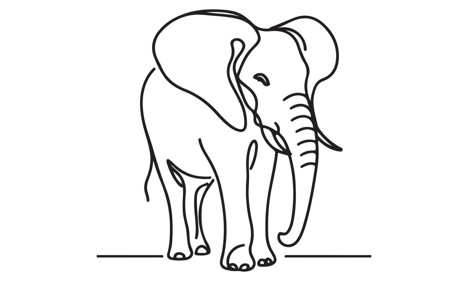 An elephant is standing in a line drawing vector