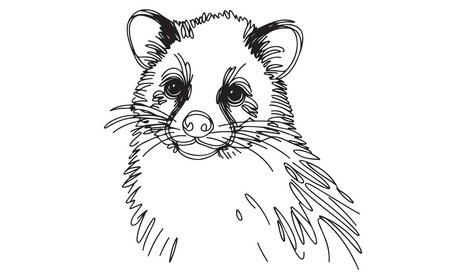 A drawing of a raccoon with a black outline vector