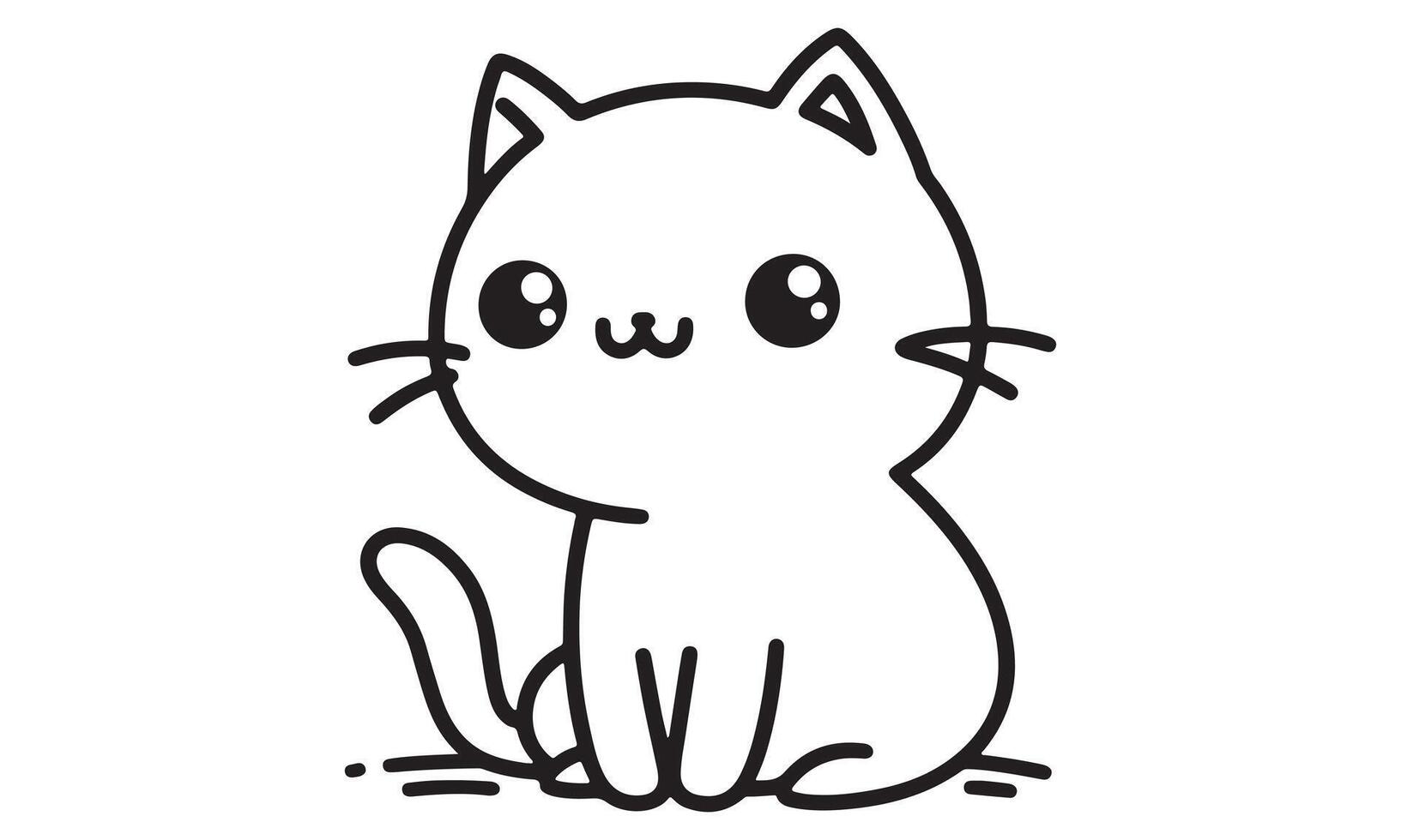 A black and white drawing of a cat sitting down vector