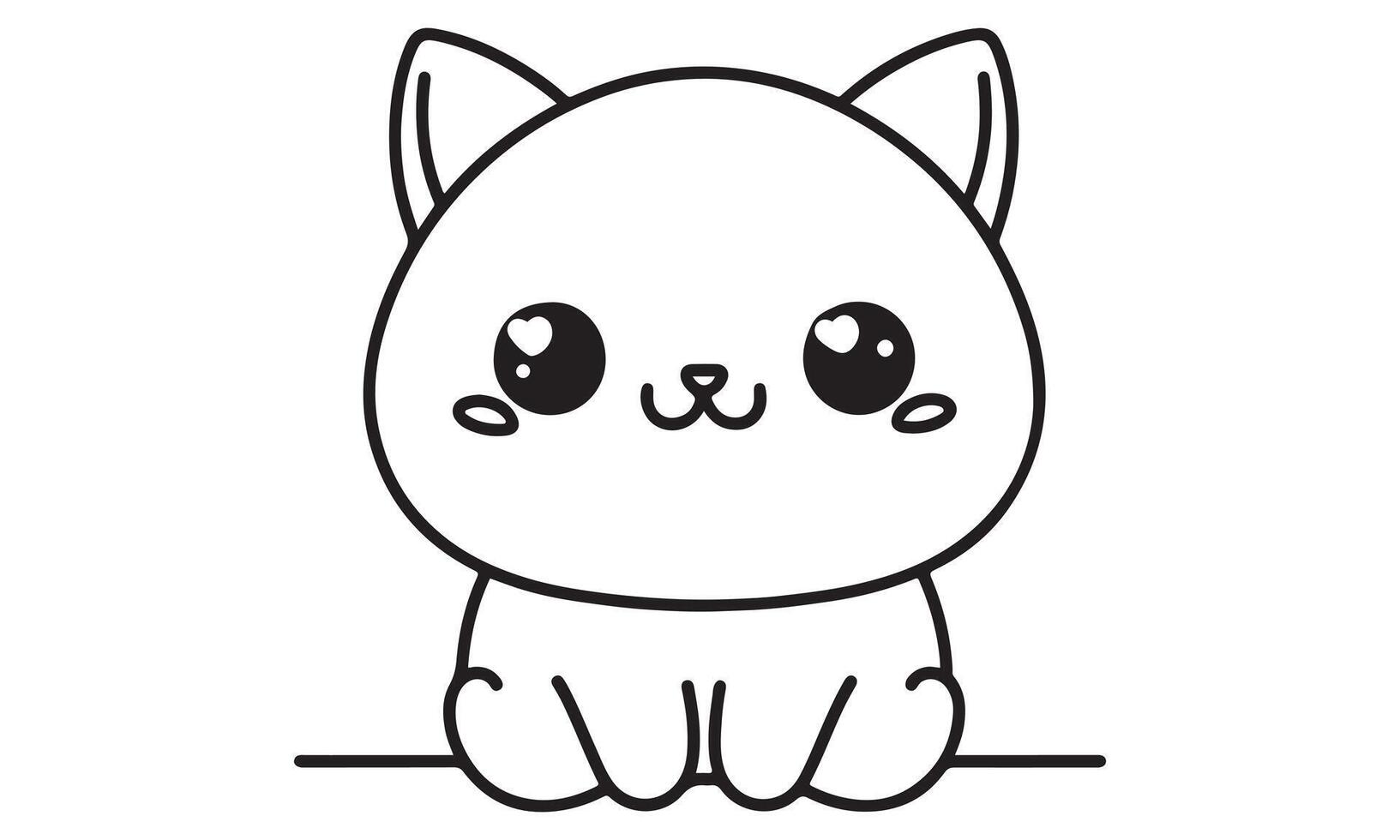 Kawaii cat coloring page vector