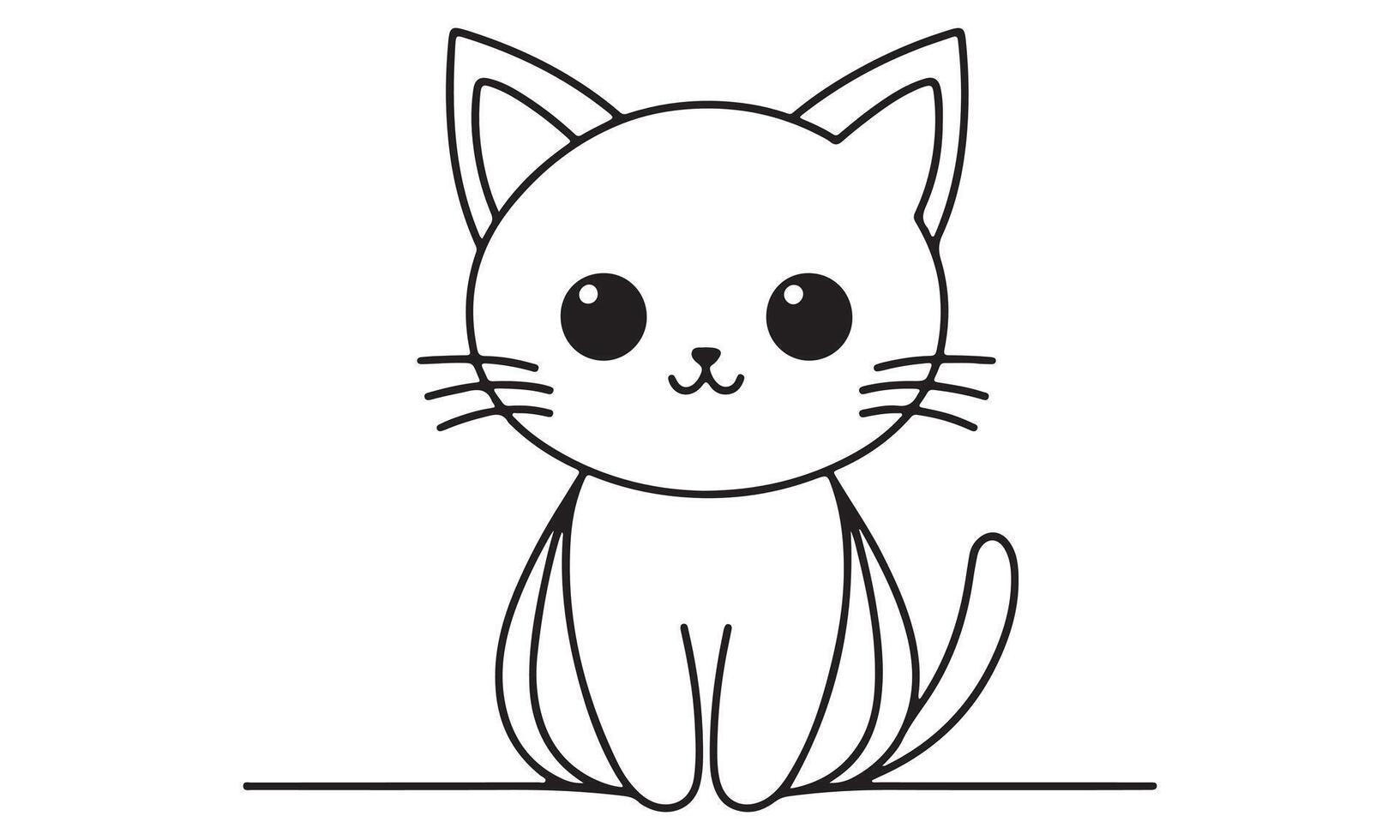 A cat is sitting on the floor in a line drawing vector