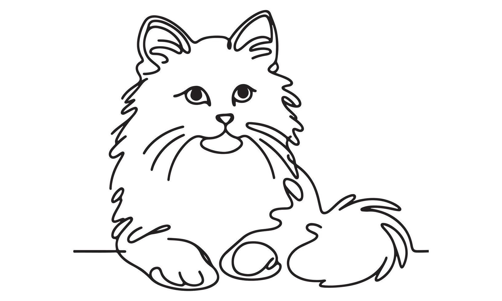A cat is sitting on the floor coloring page vector