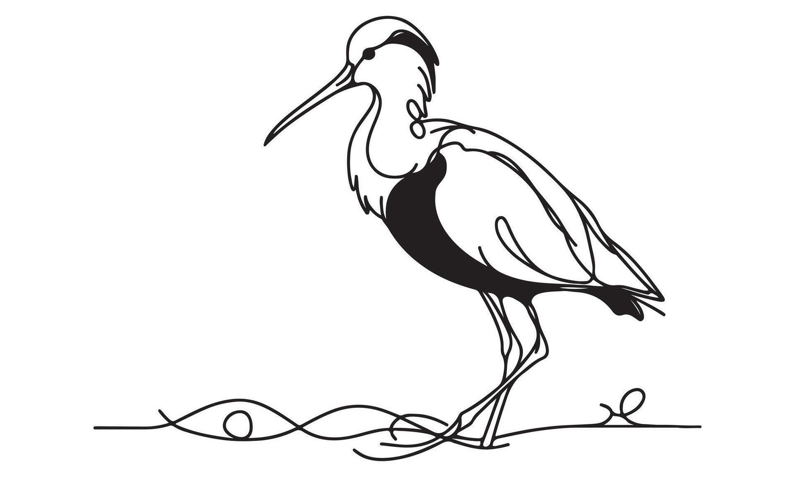A drawing of a bird standing on a branch vector