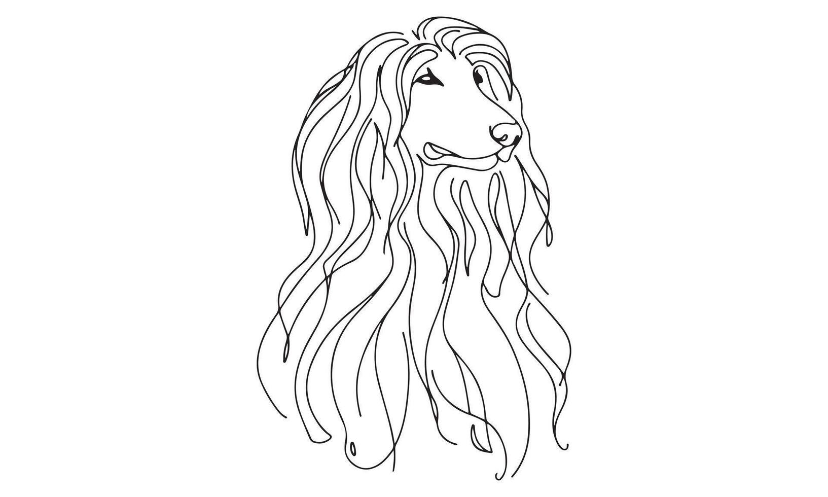 A drawing of a dog with long hair vector