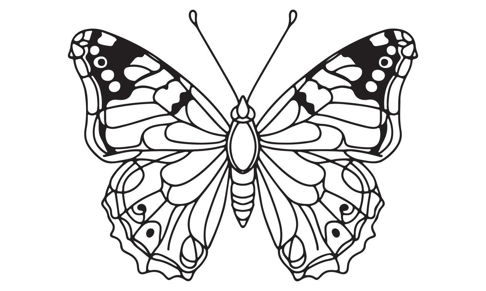 Butterfly coloring pages for adults vector