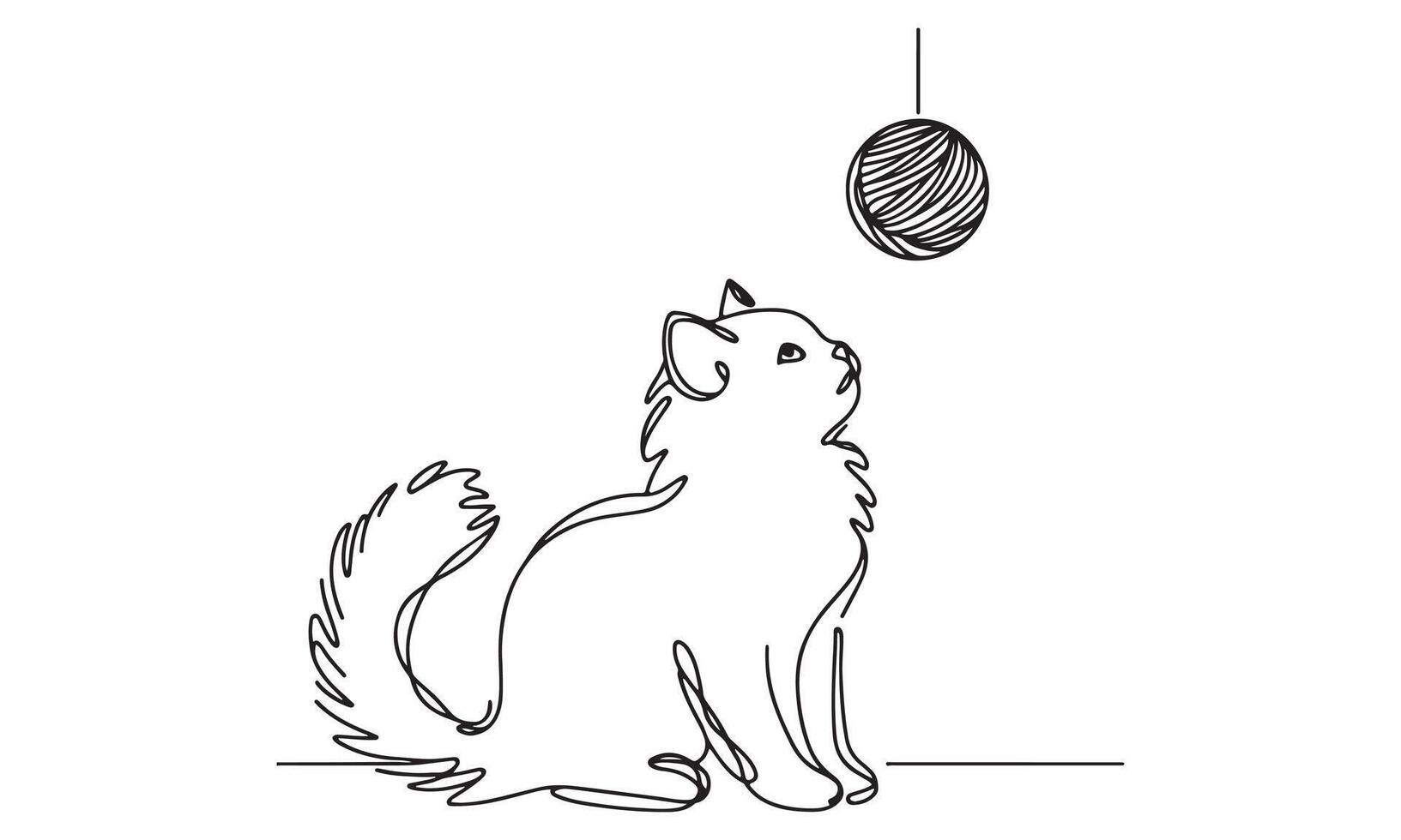 A cat is looking at a ball in the air vector