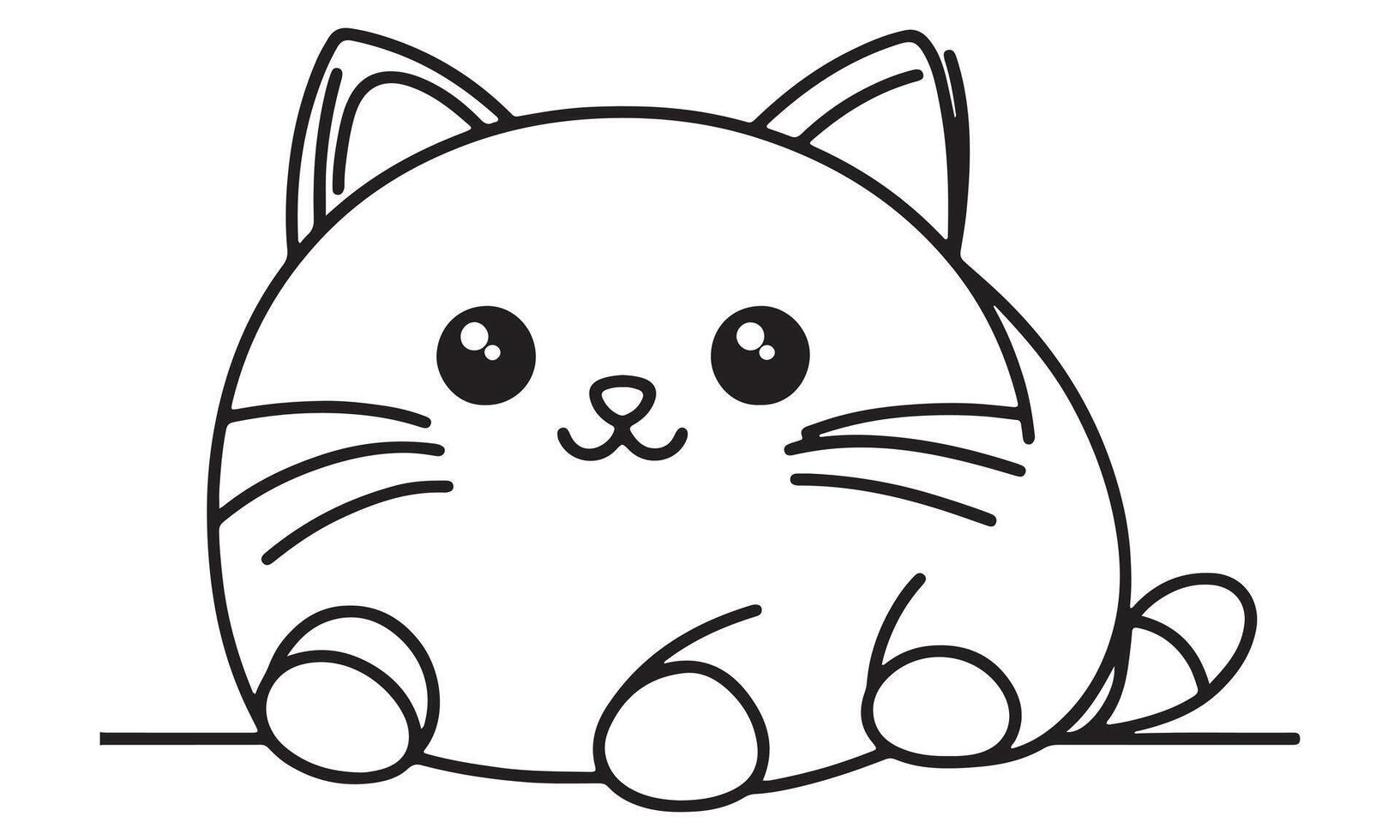 A cat is sitting on the ground coloring page vector