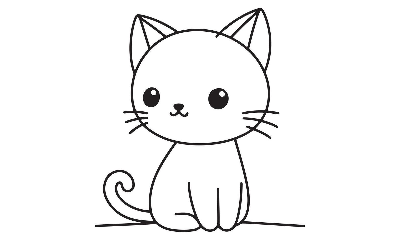 A cat coloring page with a black outline vector