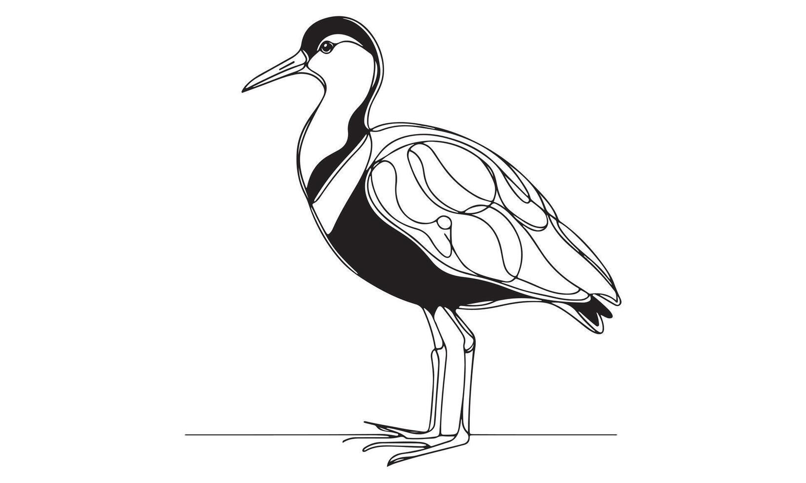 A drawing of a crane standing on a white background vector