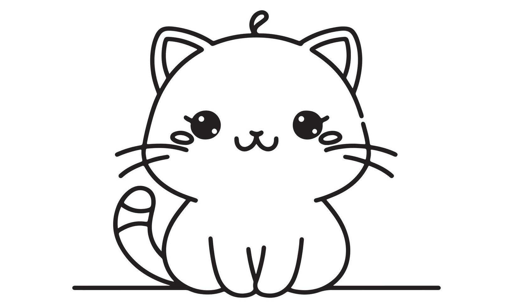 A cat is sitting on the floor with a line drawing vector