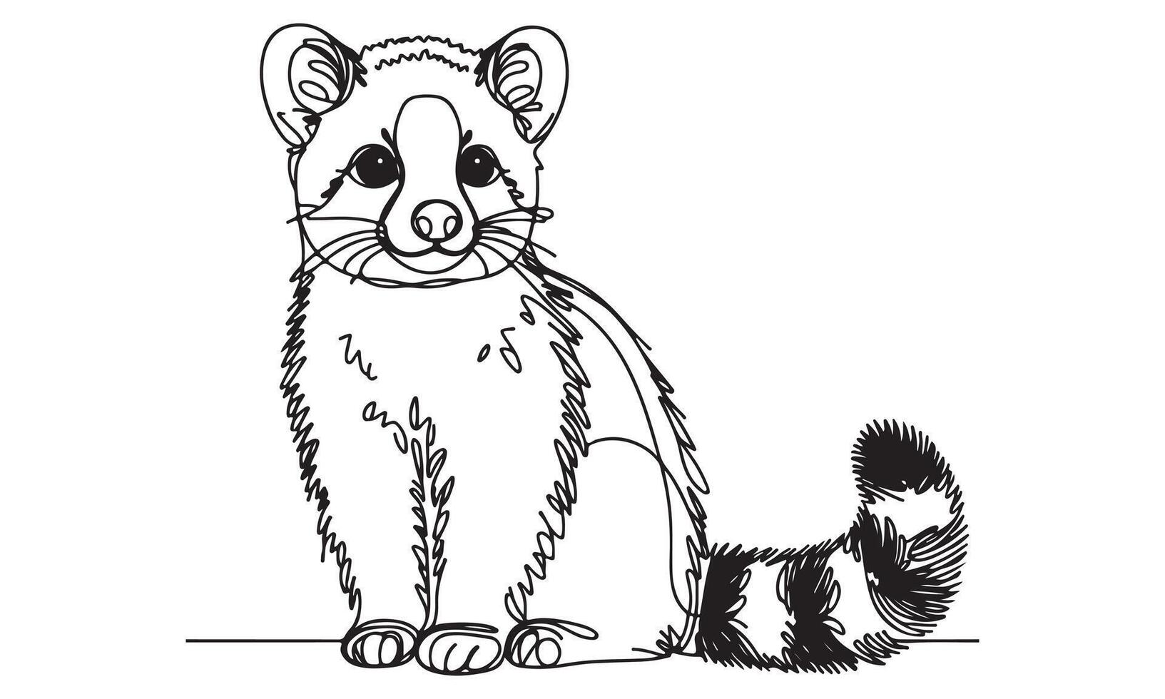 A drawing of a raccoon sitting on the ground vector