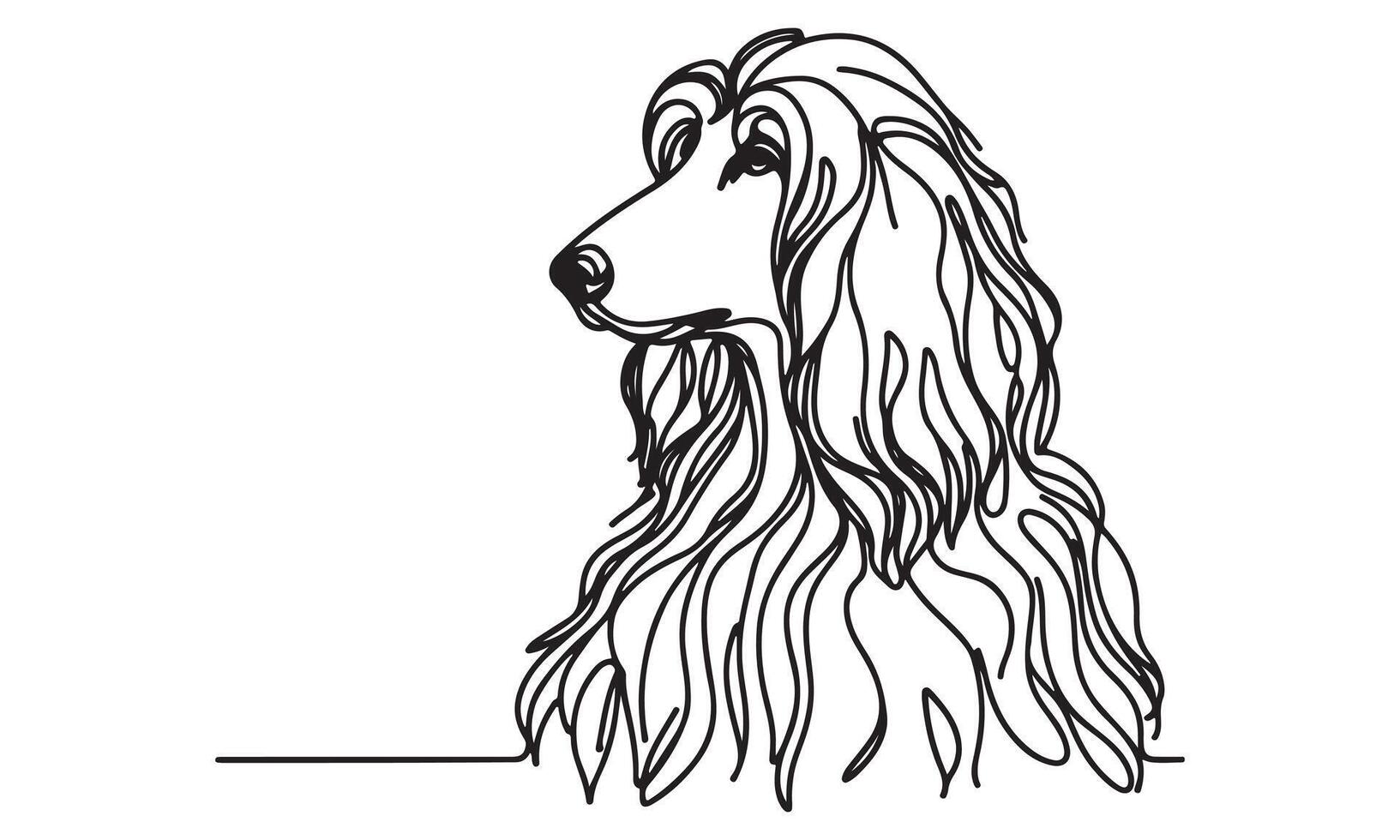 A drawing of a dog with long hair vector