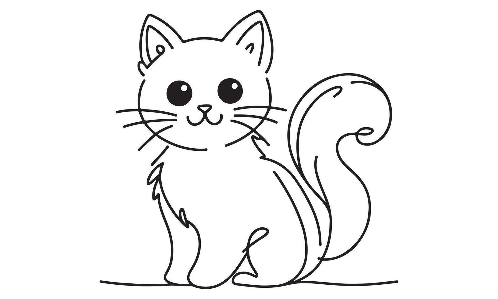 A cartoon cat is sitting on the ground vector