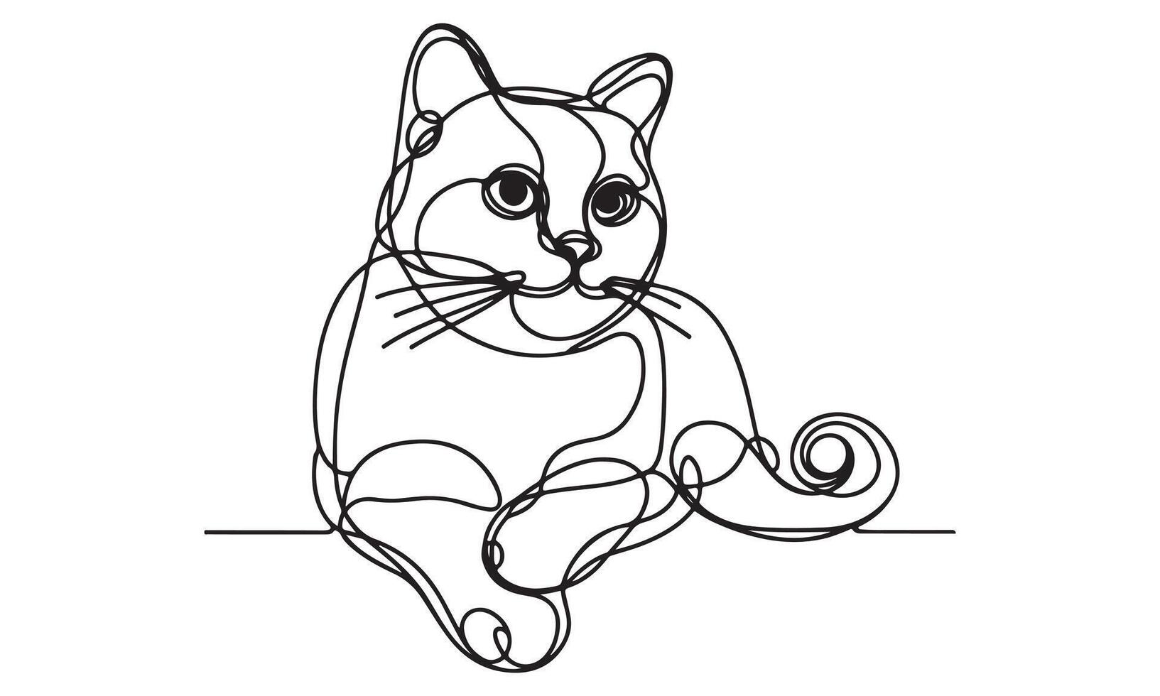 Continuous line drawing of a cat vector