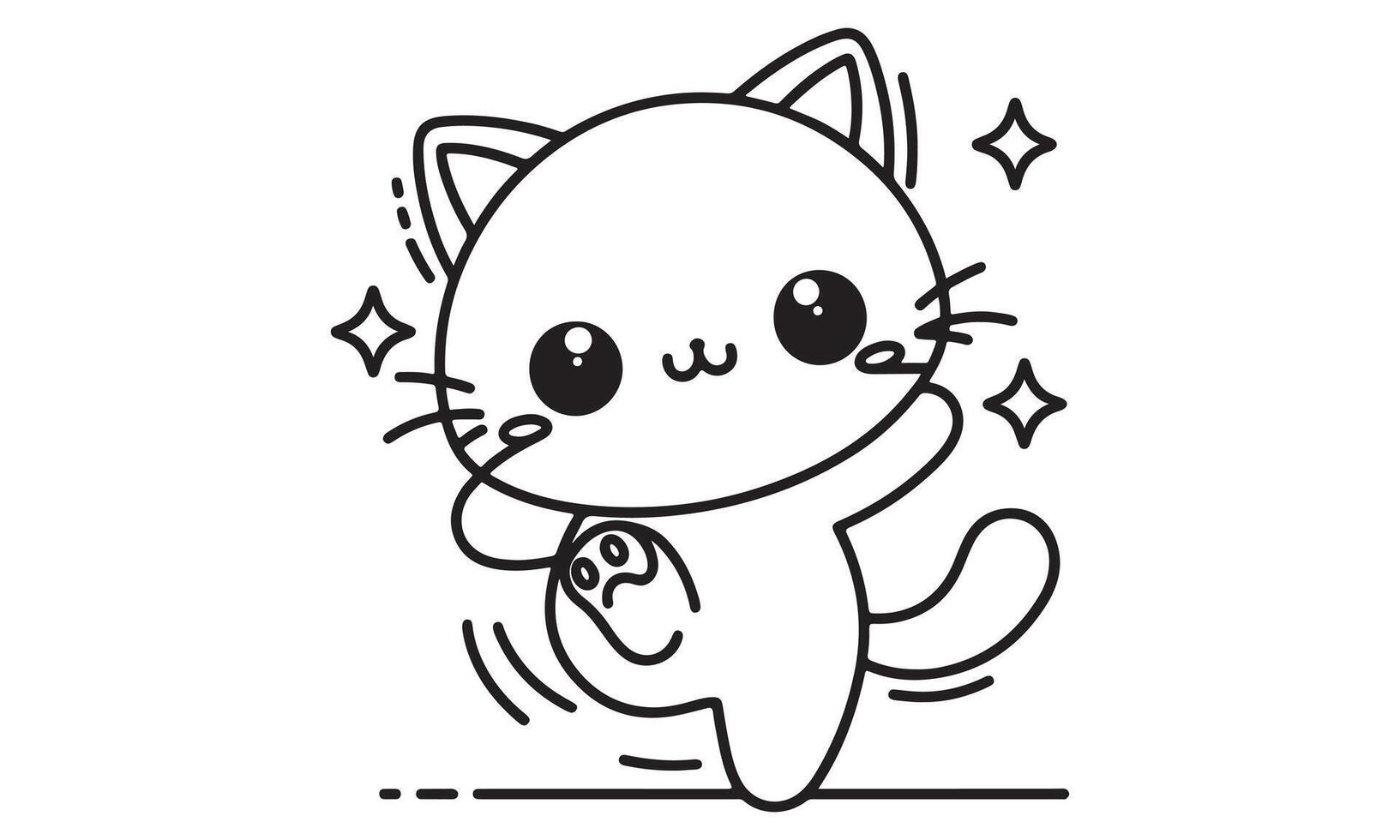 Kawaii cat dancing with stars vector