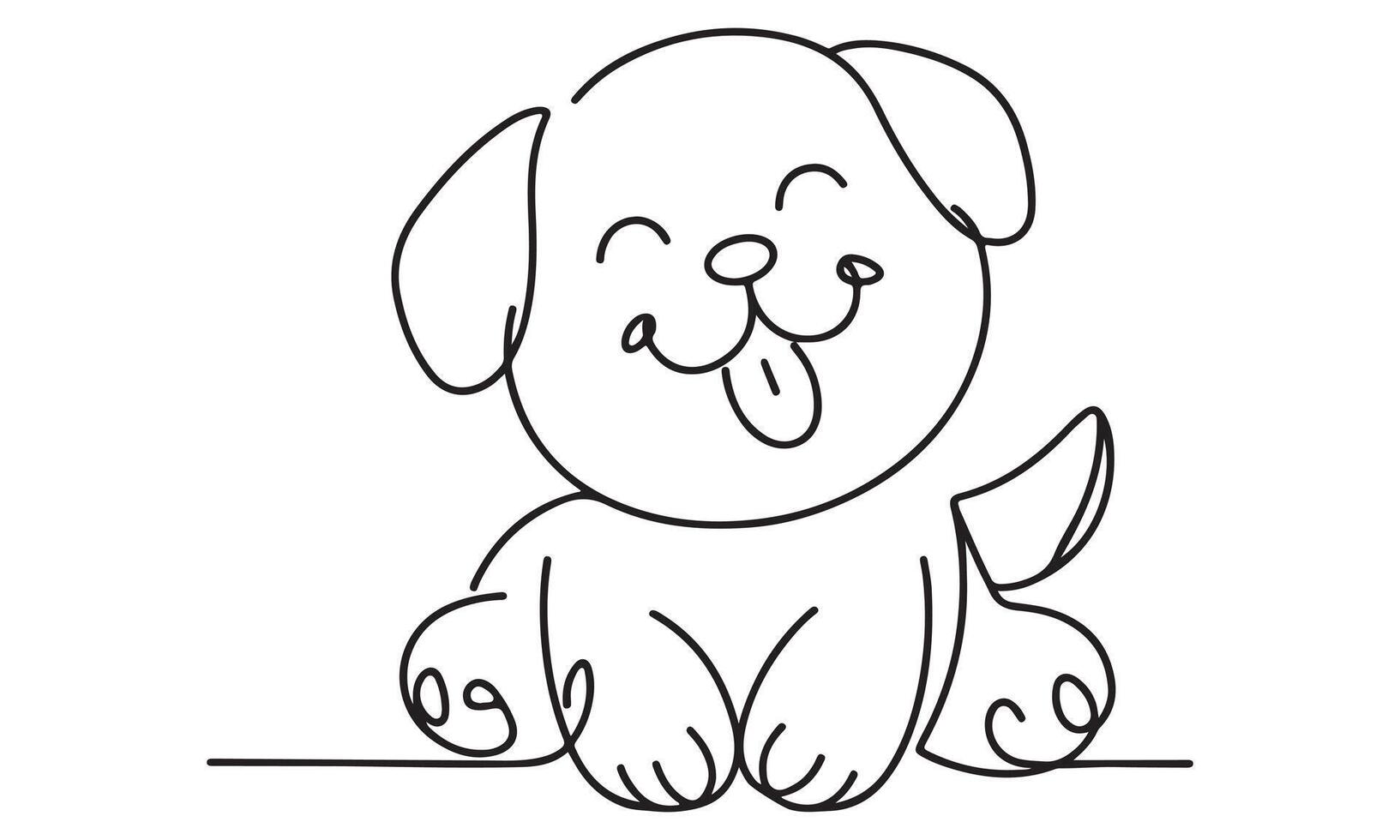 A cartoon dog sitting on the floor with its tongue out vector