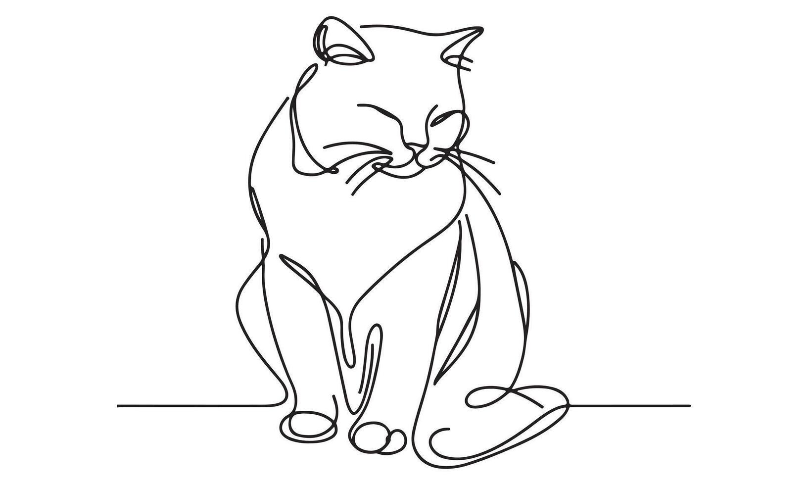 Continuous line drawing of a cat vector