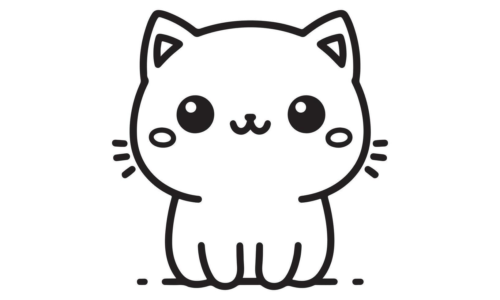 A black and white drawing of a cat vector