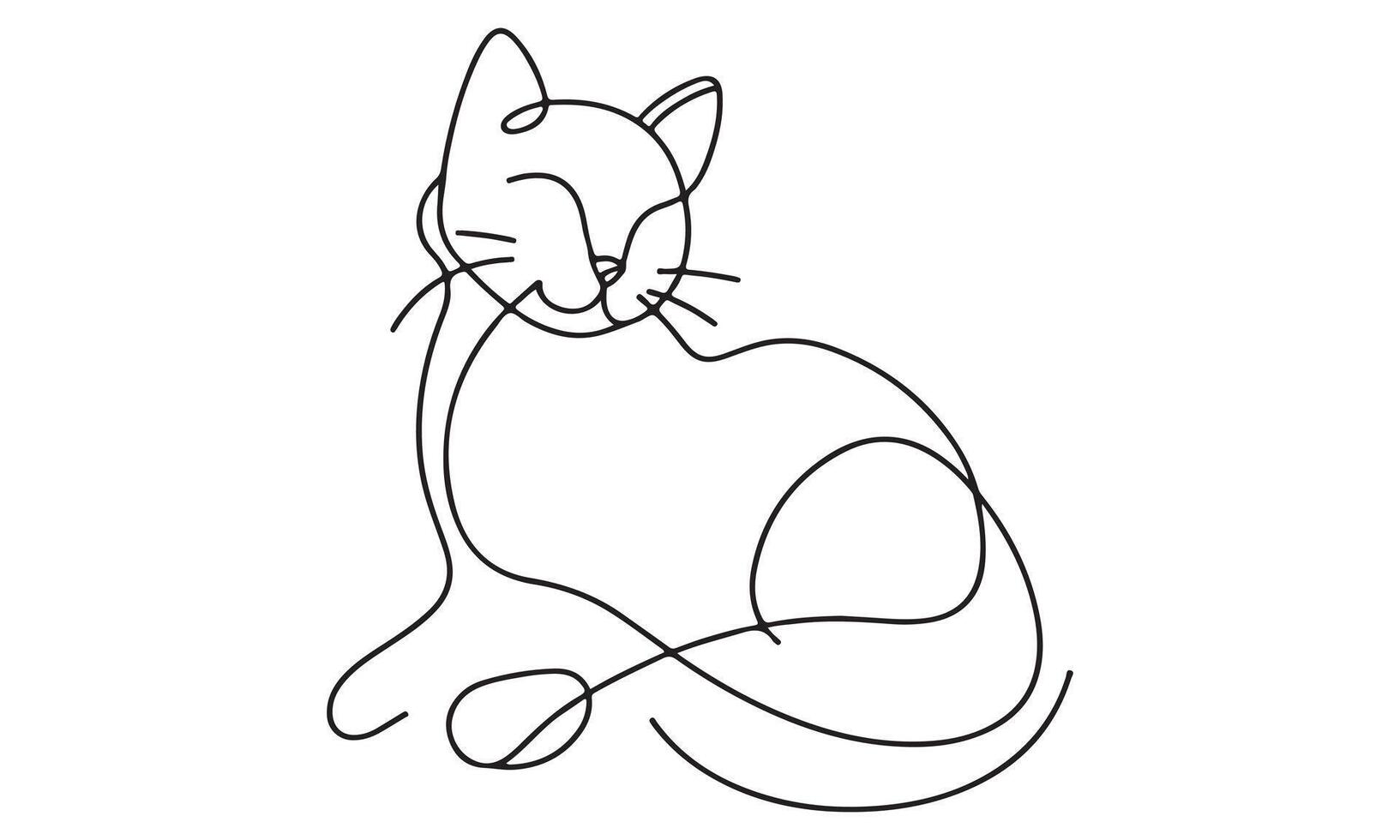 Continuous line drawing of a cat vector