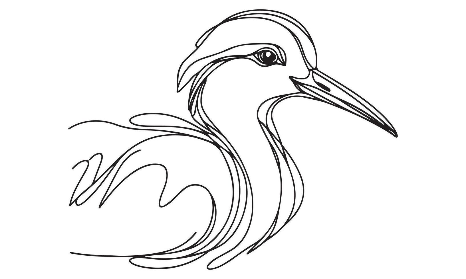 A drawing of a bird with long beak vector
