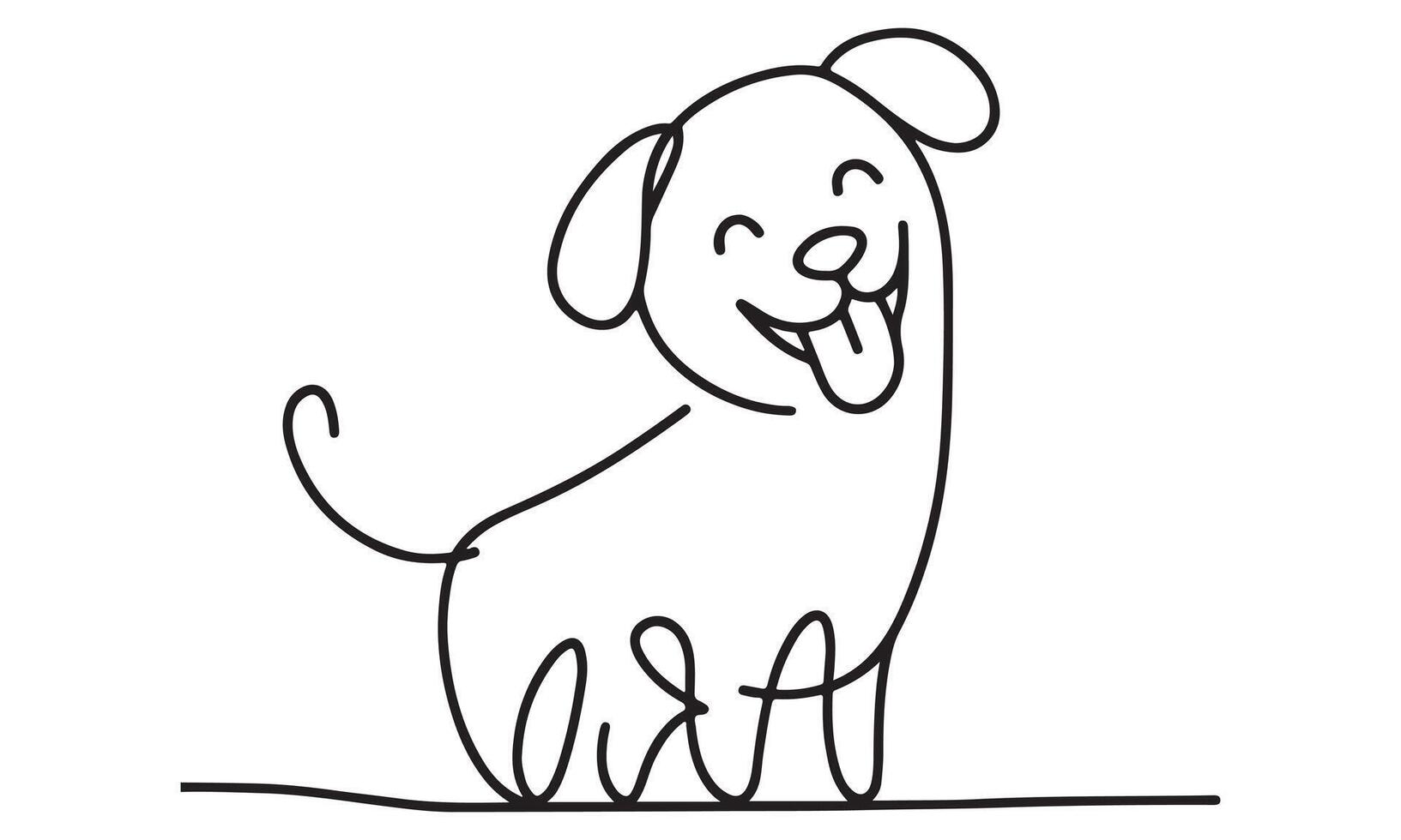 A dog is drawn in a single line on a white background vector