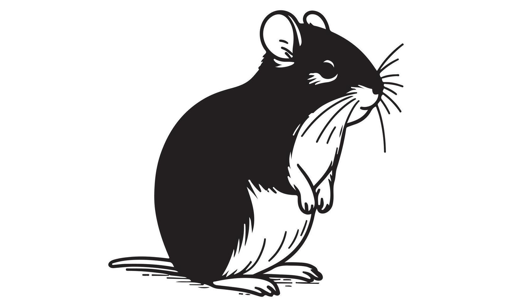 A black and white drawing of a mouse vector