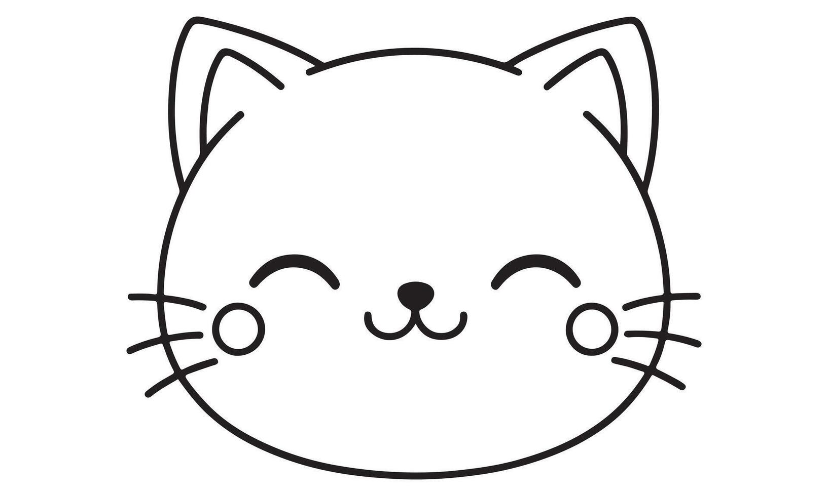A black and white drawing of a cat's face vector