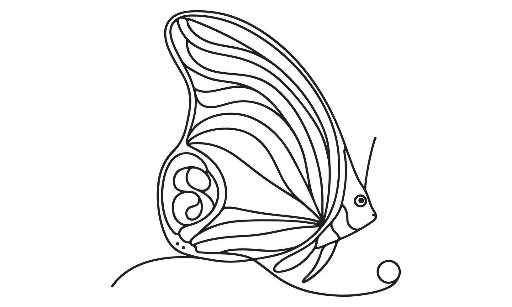 Butterfly coloring page for kids vector
