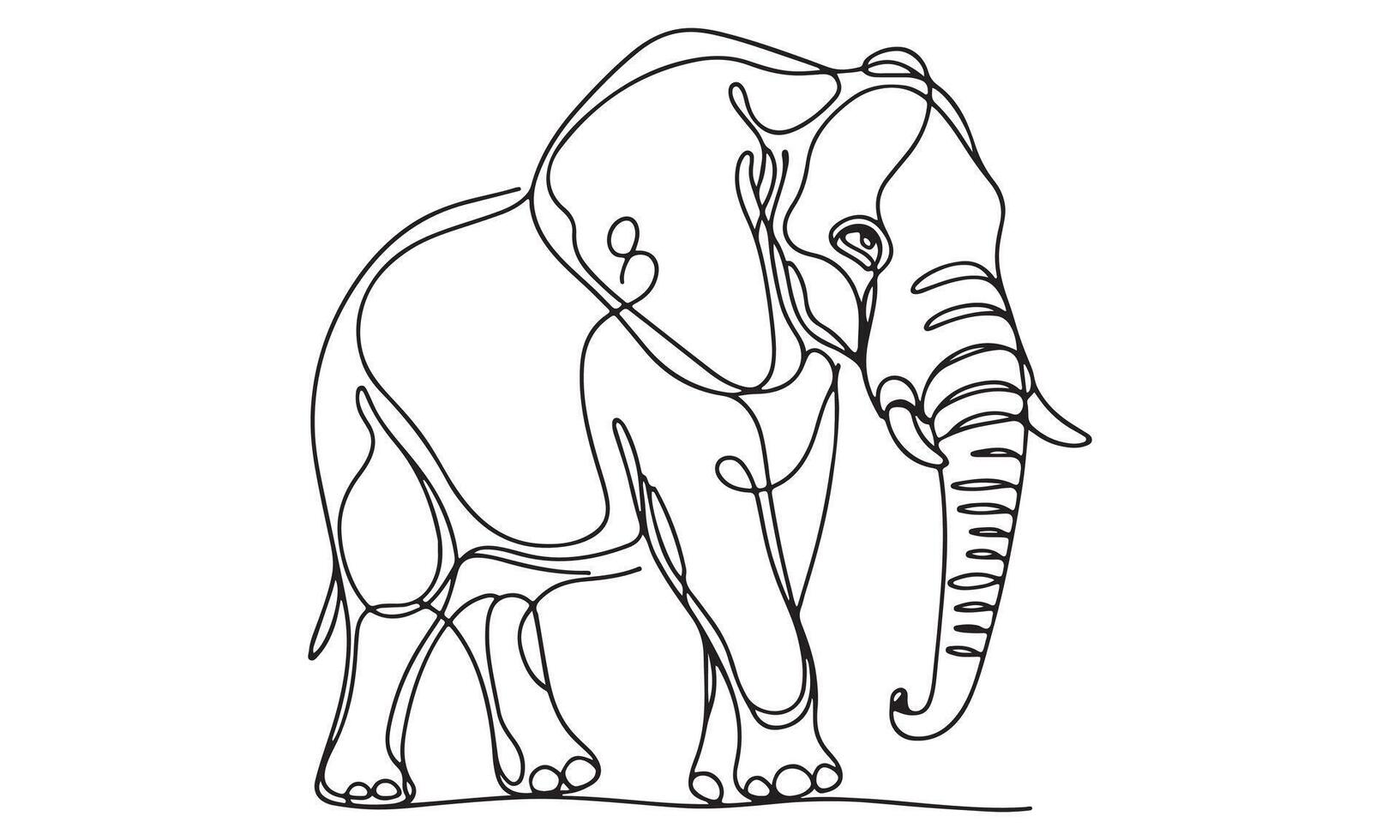 A drawing of an elephant with long tusks vector