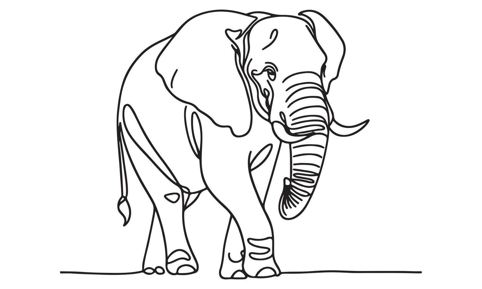 An elephant is standing in a line drawing vector
