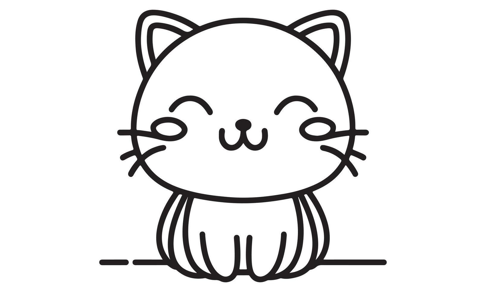 A black and white drawing of a cat vector