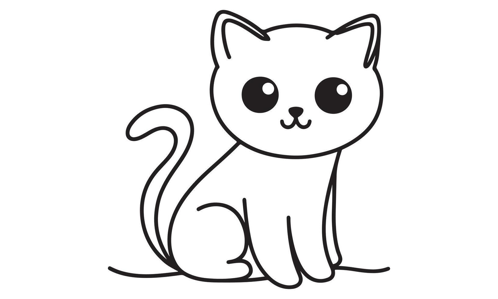 A black and white drawing of a cat vector
