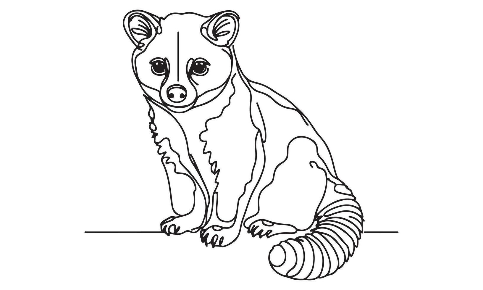 A drawing of a raccoon sitting on the ground vector