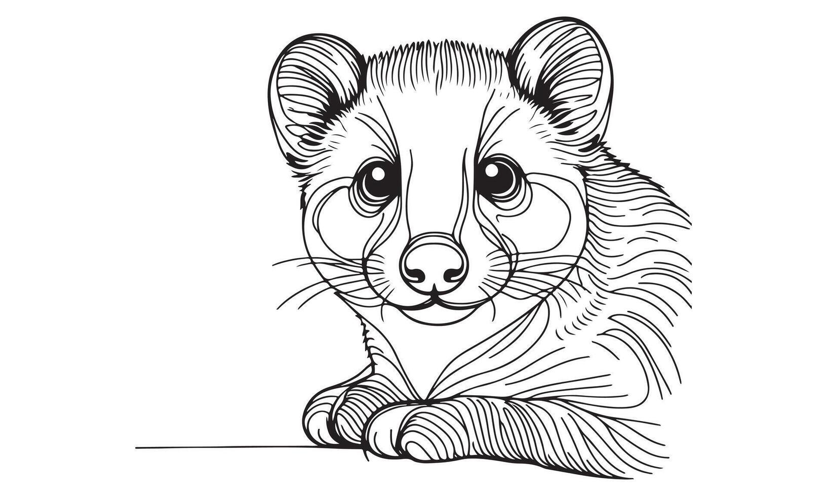 A drawing of a raccoon with big eyes vector
