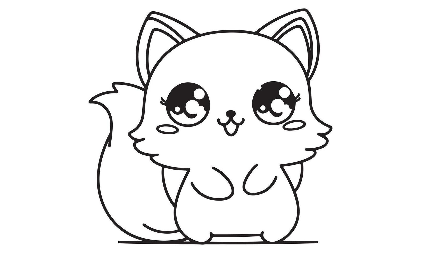A cute little cat with big eyes and a white background vector
