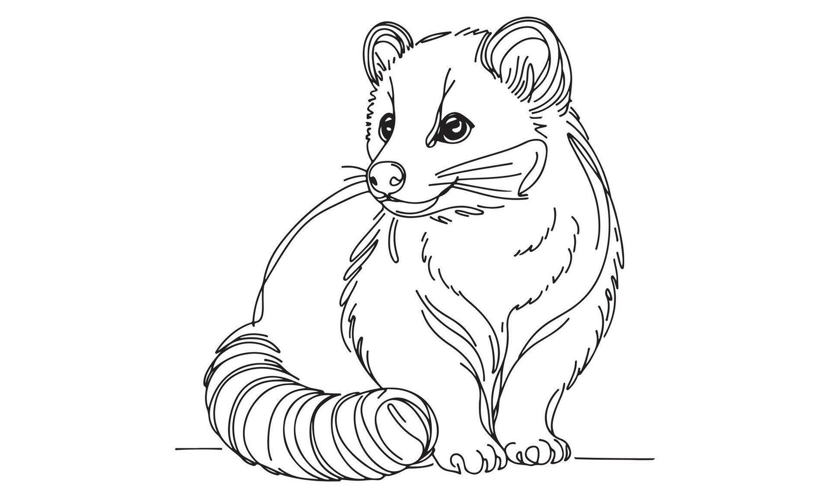 A drawing of a raccoon sitting on the ground vector