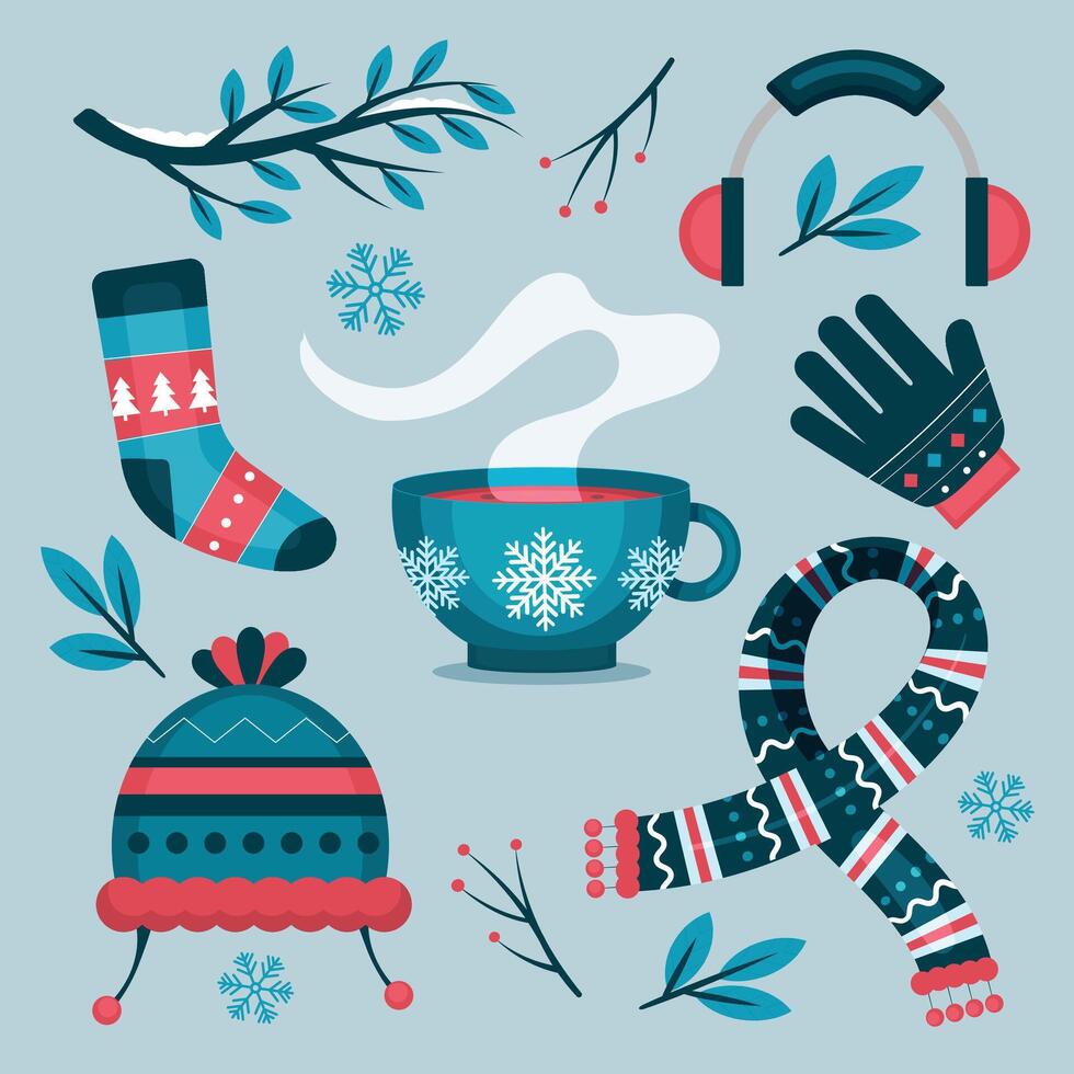 winter elements Christmas present vector