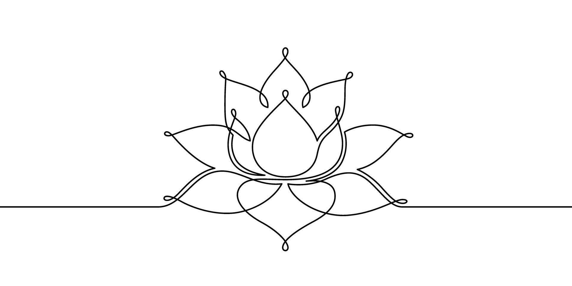 lotus line art continuous line drawing illustration minimalist art vector
