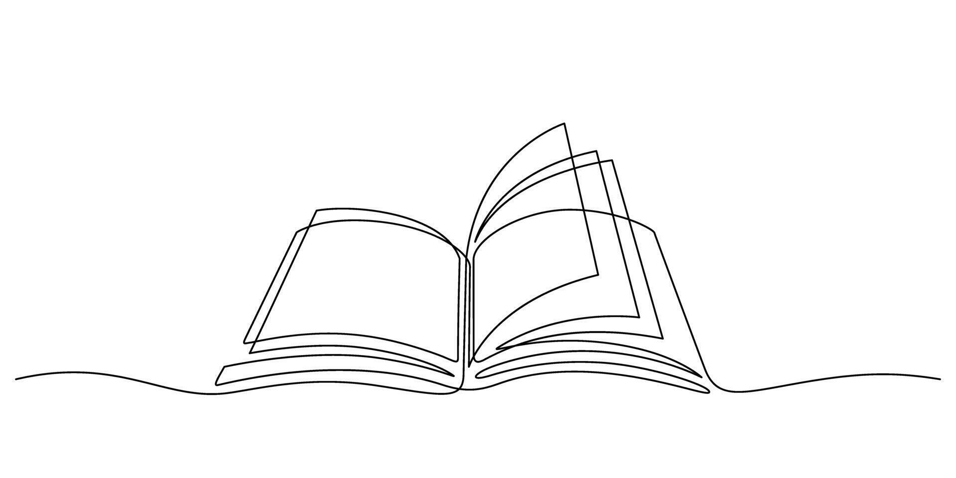 book opening pages one line drawing minimalist art vector