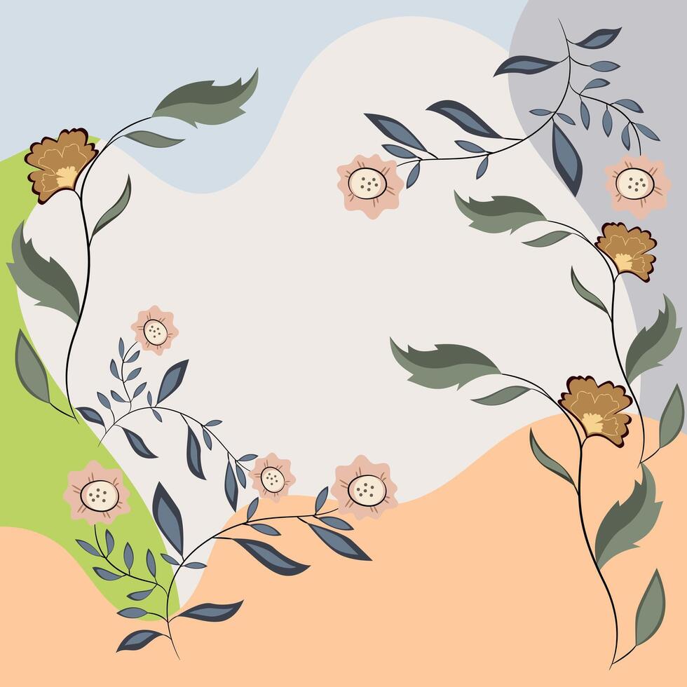 Organic Floral Composition with Geometric Elements vector