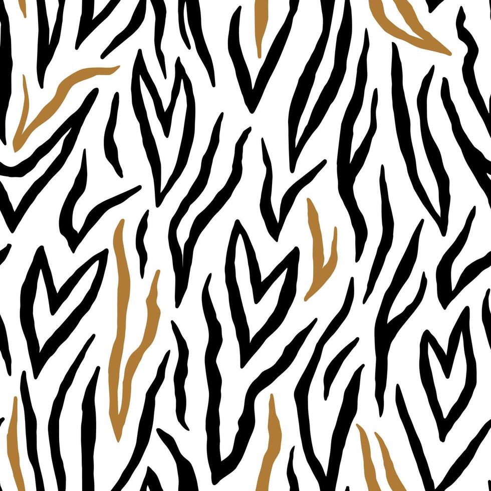 Full seamless pattern inspired by zebra stripes and organic lines. Black, white and brown natural print for textile, fabric, surface vector