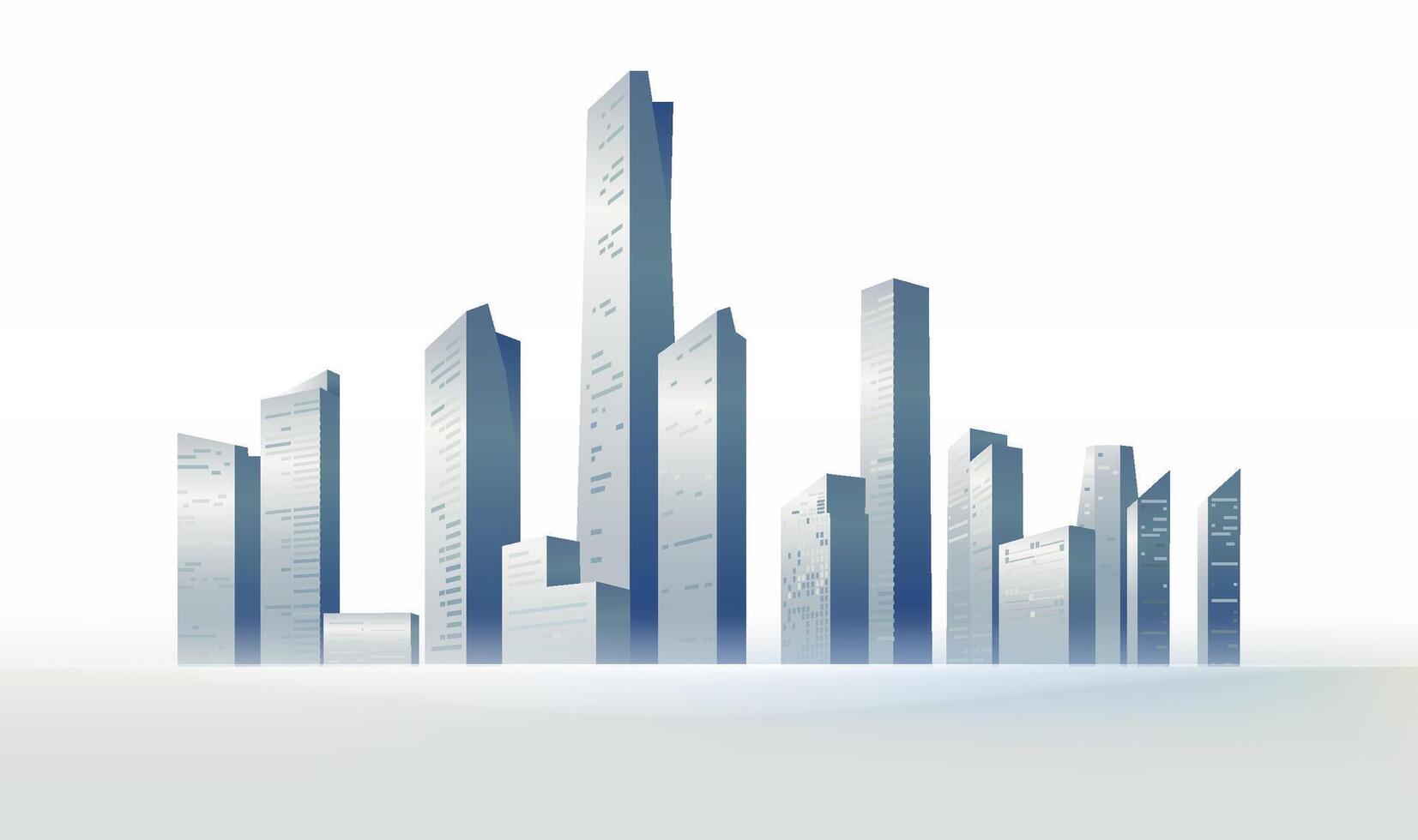 Hand painted gray city skyline is illustrated with many skyscrapers vector