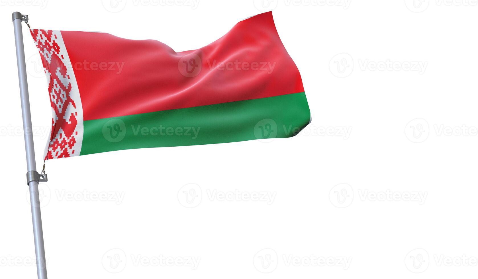 a flag is waving in the wind of Belarus on a white background photo