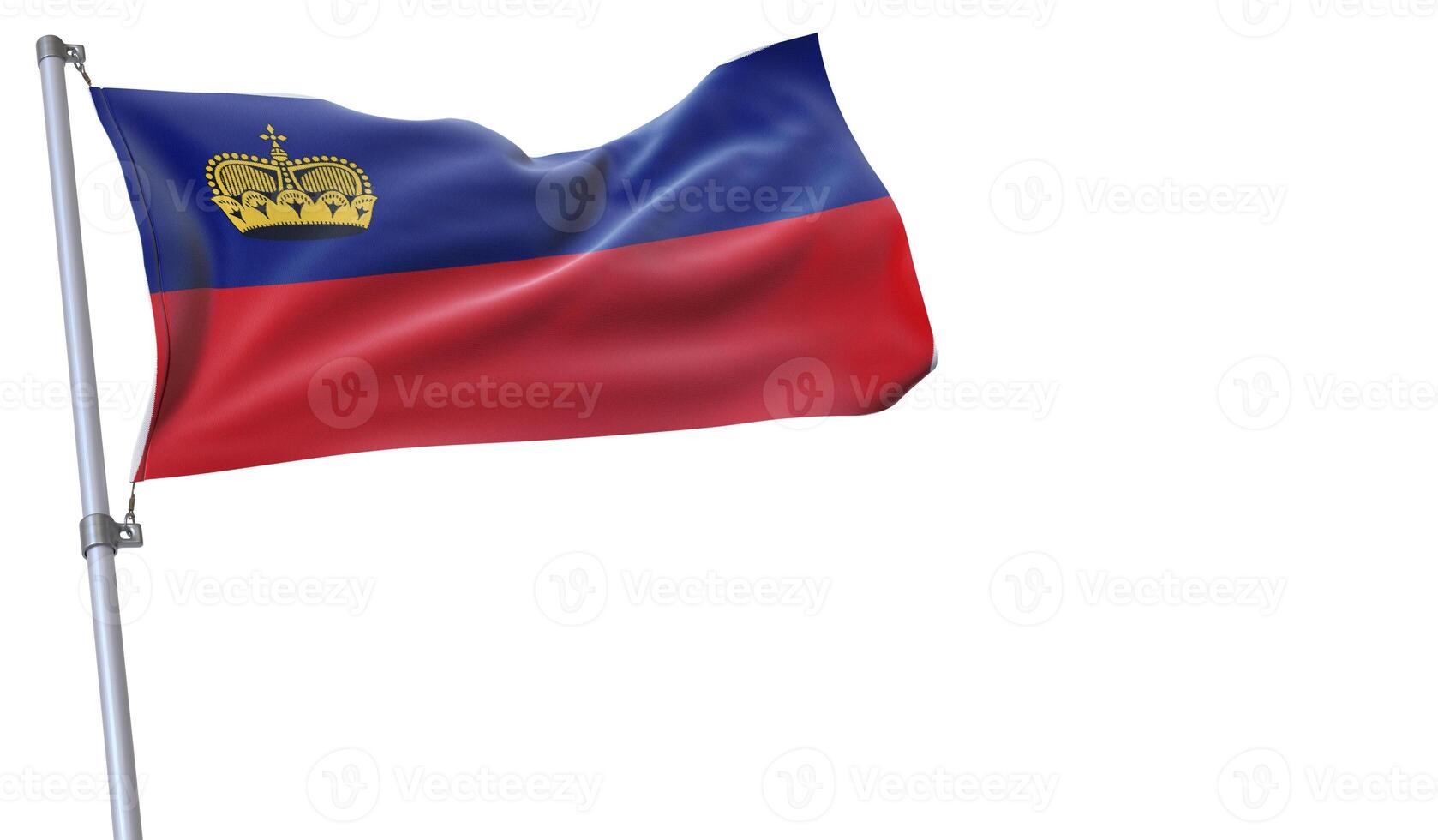 a flag is waving in the wind of Liechtenstein on a white background photo