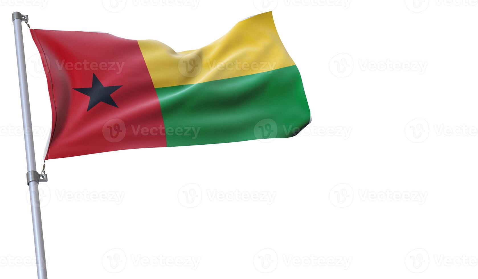a flag is waving in the wind of Guinea Bissau on a white background photo