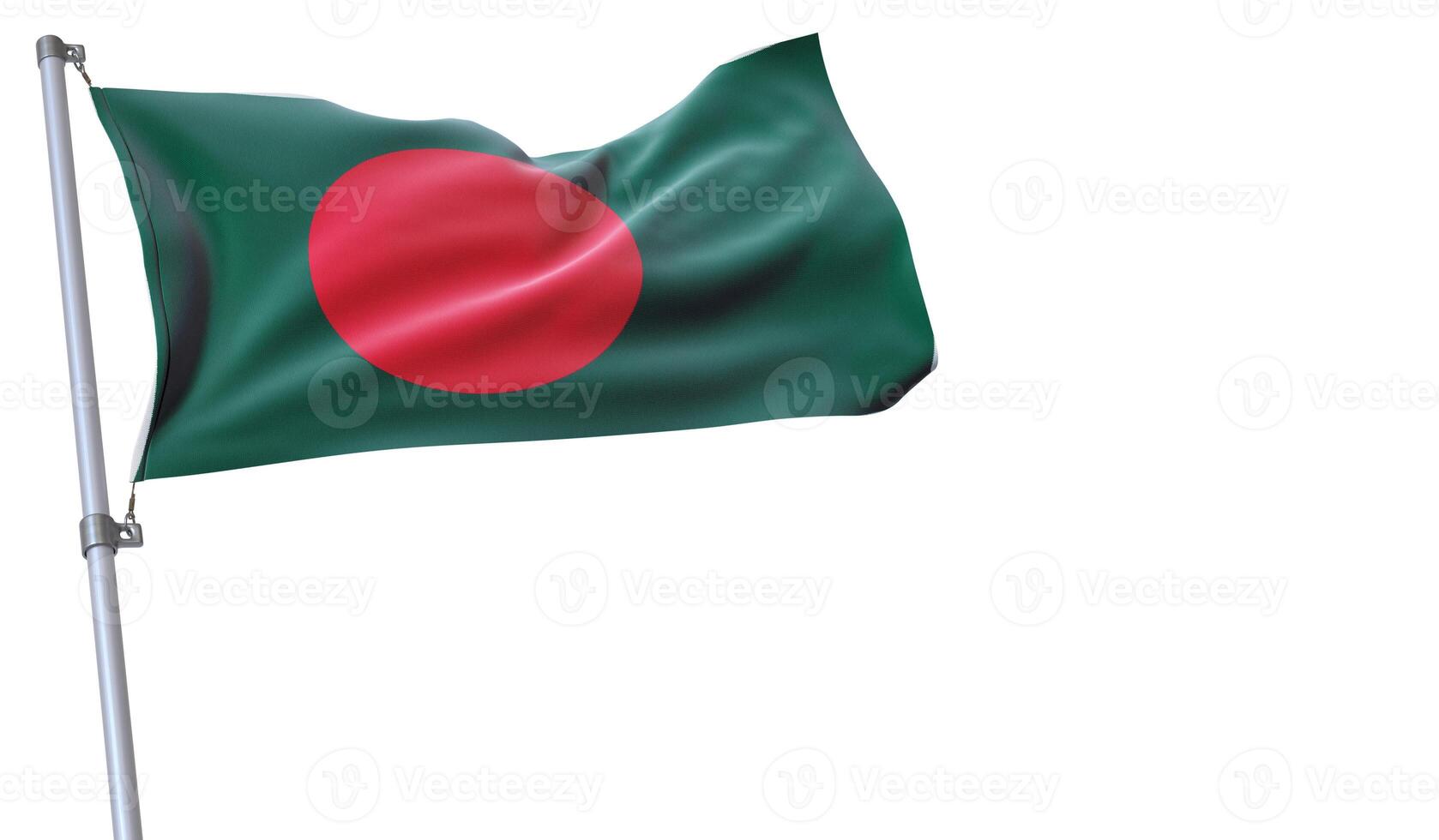 a flag is waving in the wind of Bangladesh on a white background photo