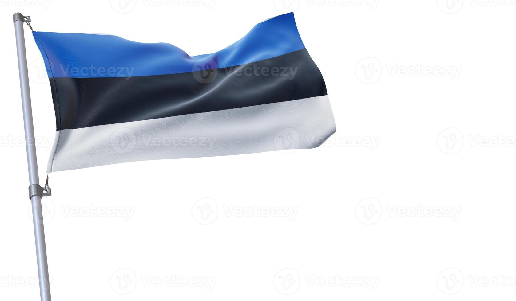 a flag is waving in the wind of Estonia on a white background photo